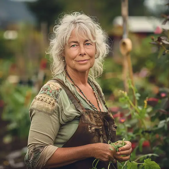 Environmental Advocate in her garden