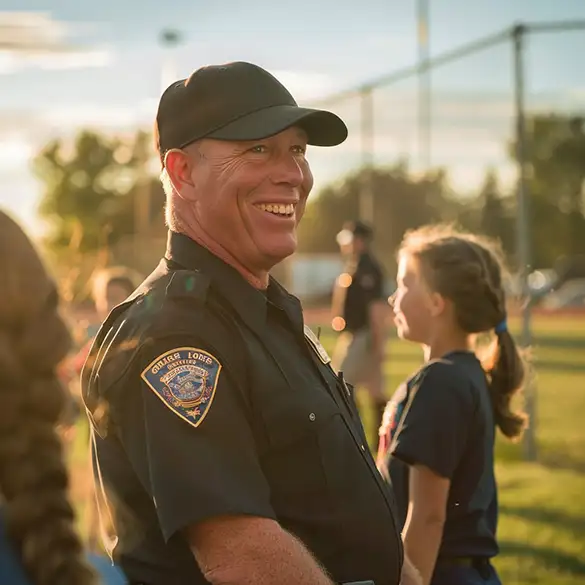 Policeman is pictured at a local little league game