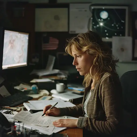 Astrophysicist in her office